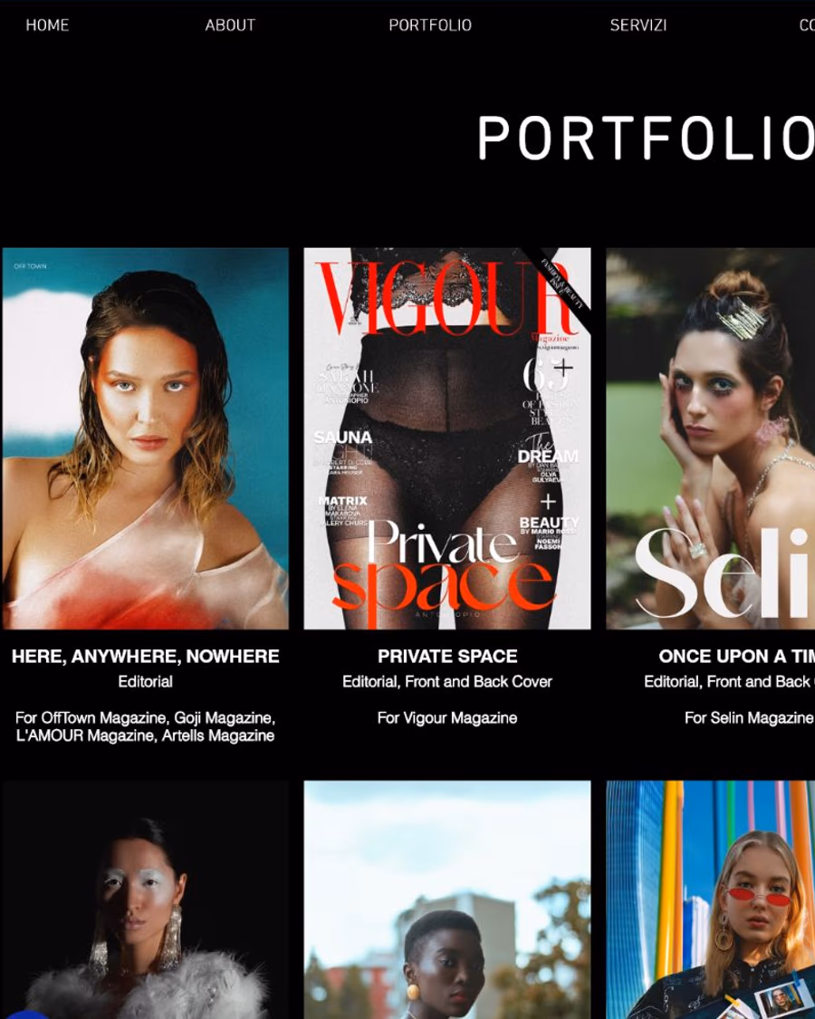 Homepage del portfolio editoriale del fotografo Antonio Pio